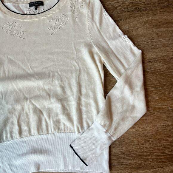 Rag & Bone Adriana Eyelet Border Black Trim Jumper Sweater - Picture 3 of 10